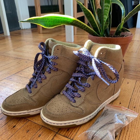 nike dunk sky hi suede wedge sneakers